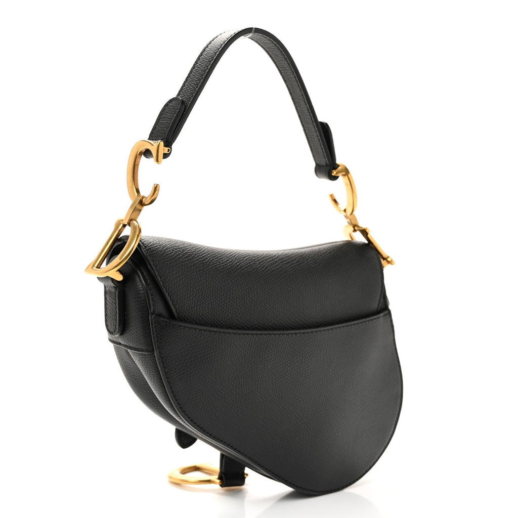 Christian Dior Grained Calfskin Mini Saddle Bag Black