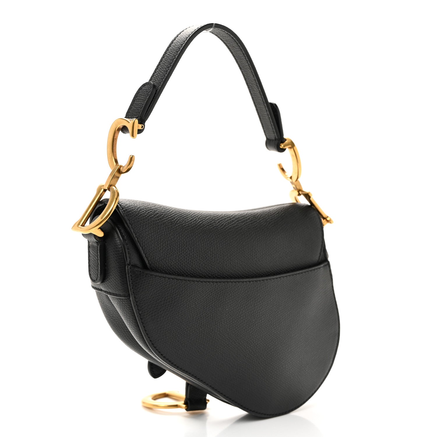 Christian Dior Grained Calfskin Mini Saddle Bag Black