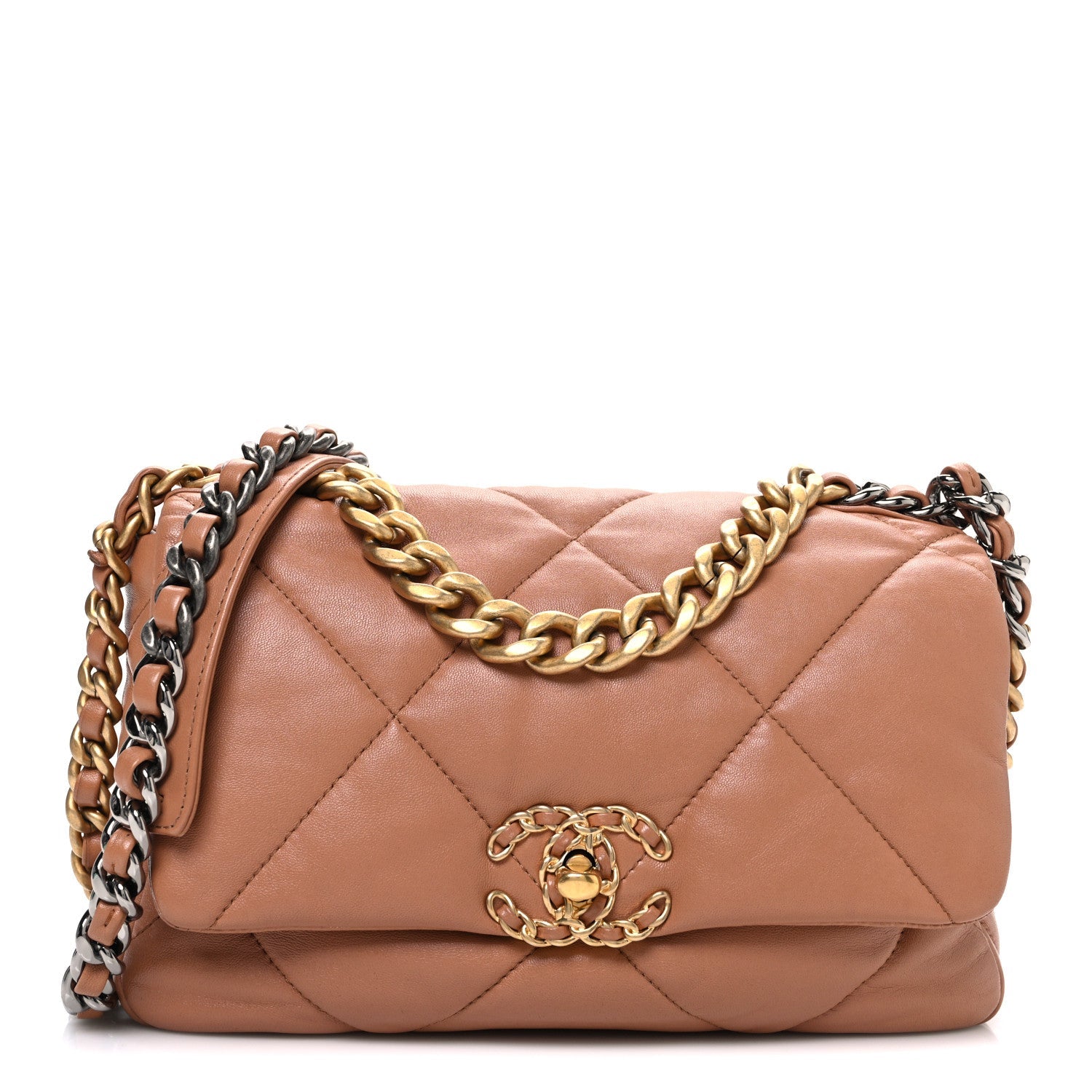 Chanel Lambskin Quilted Medium Chanel 19 Flap Brown
