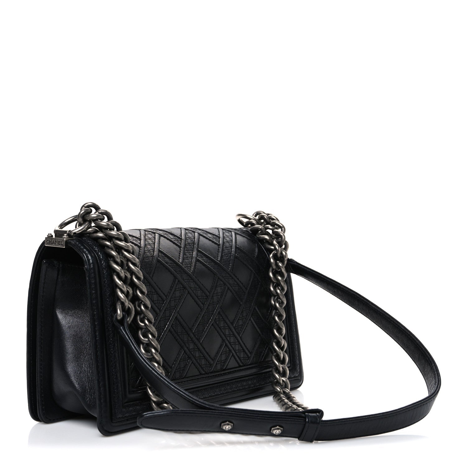 Chanel Lambskin Stitched Medium Boy Flap Black