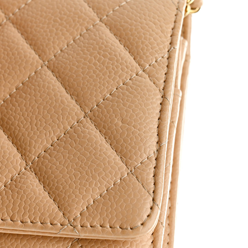 Chanel Caviar Quilted Wallet On Chain WOC Beige