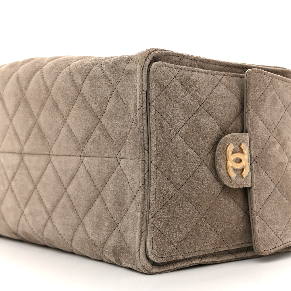 Chanel Suede Quilted Medium Chanel 25 Handbag Dark Grey