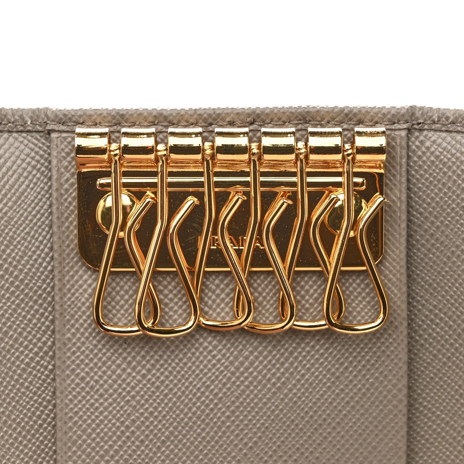 Prada Saffiano Fiocco 6 Key Holder Argilla