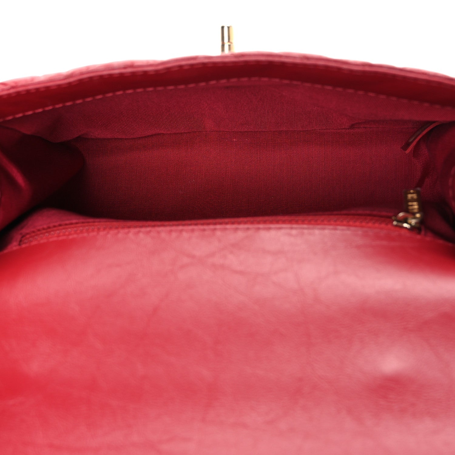 Chanel Calfskin Chevron Quilted Top Handle Flap Red