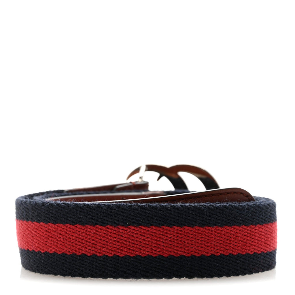 Gucci Calfskin Nylon Double G Web Kids Belt L Red