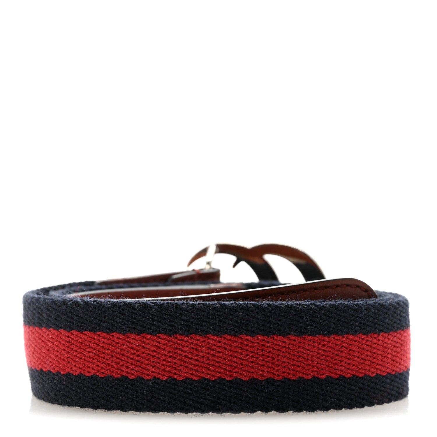 Gucci Calfskin Nylon Double G Web Kids Belt L Red