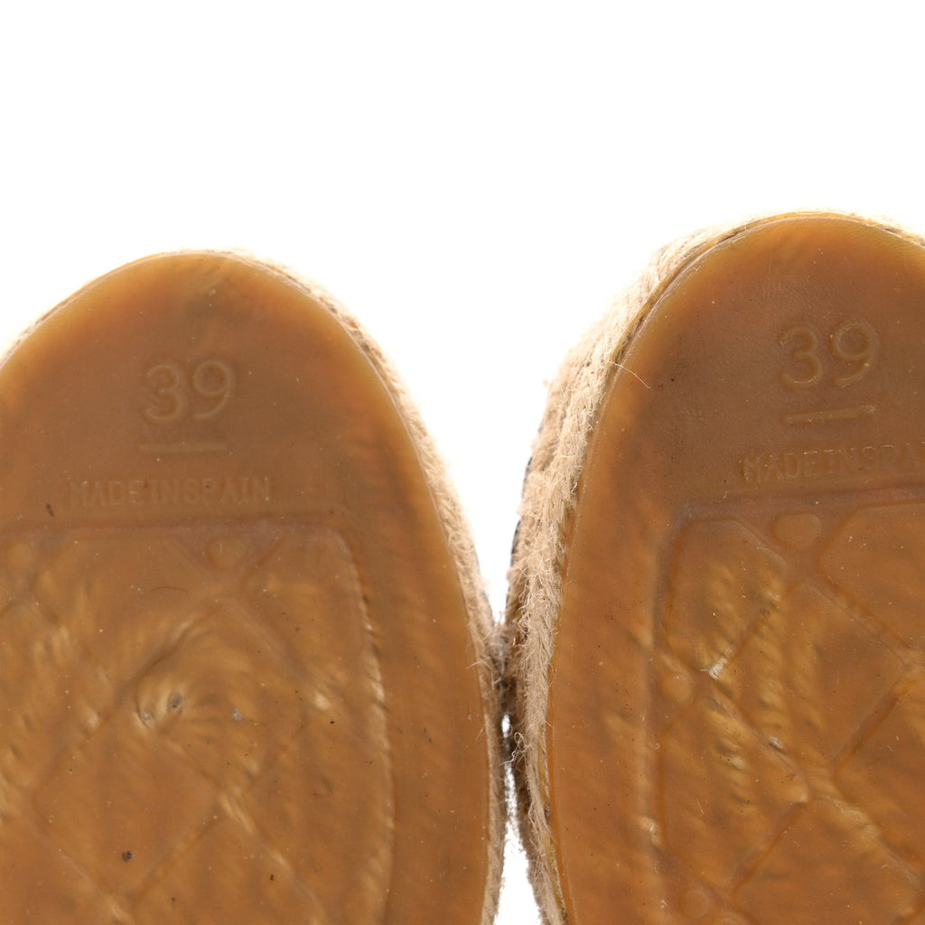 Lambskin Camellia CC Stud Espadrilles 39 Black