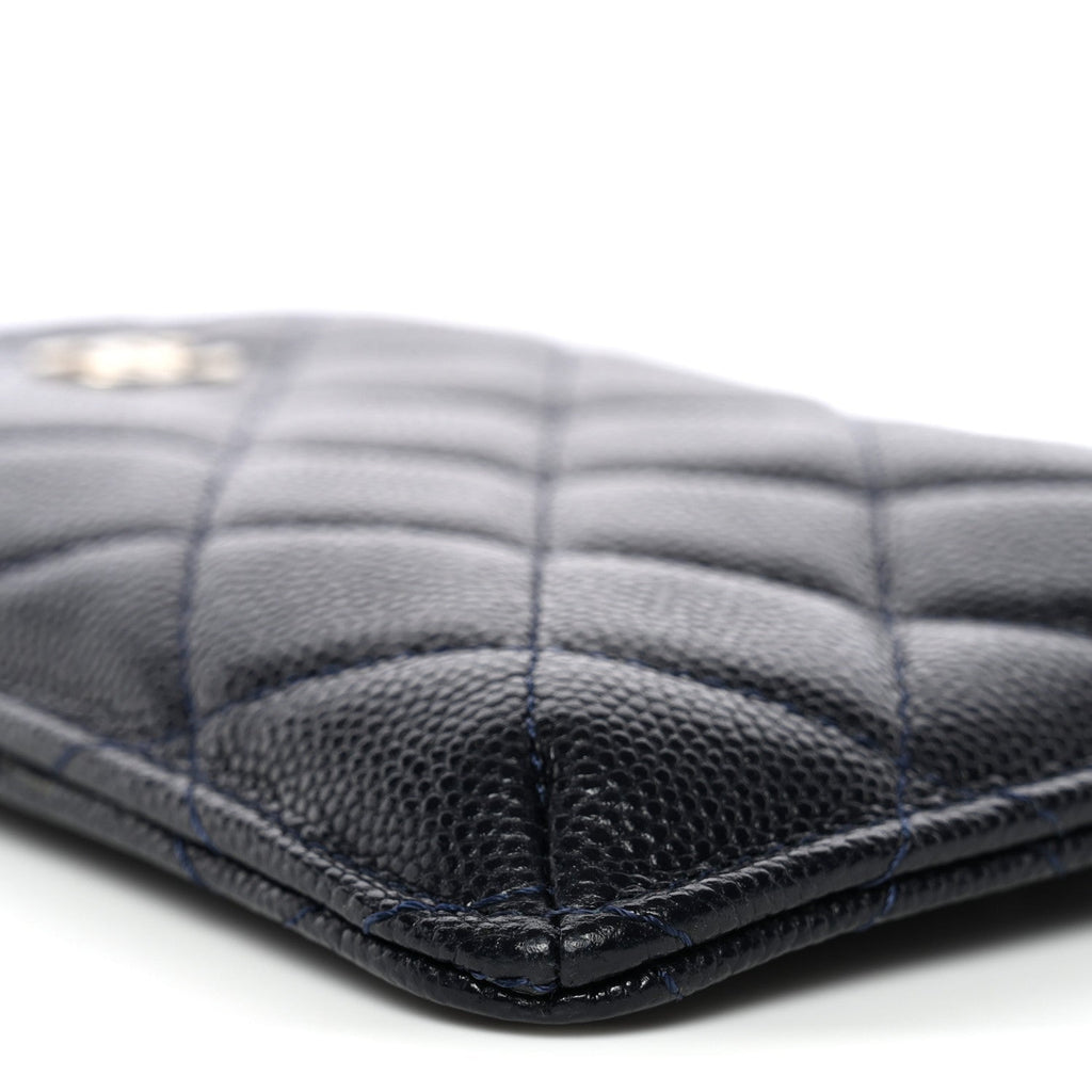 Caviar Quilted Classic Flat Wallet Pouch Navy