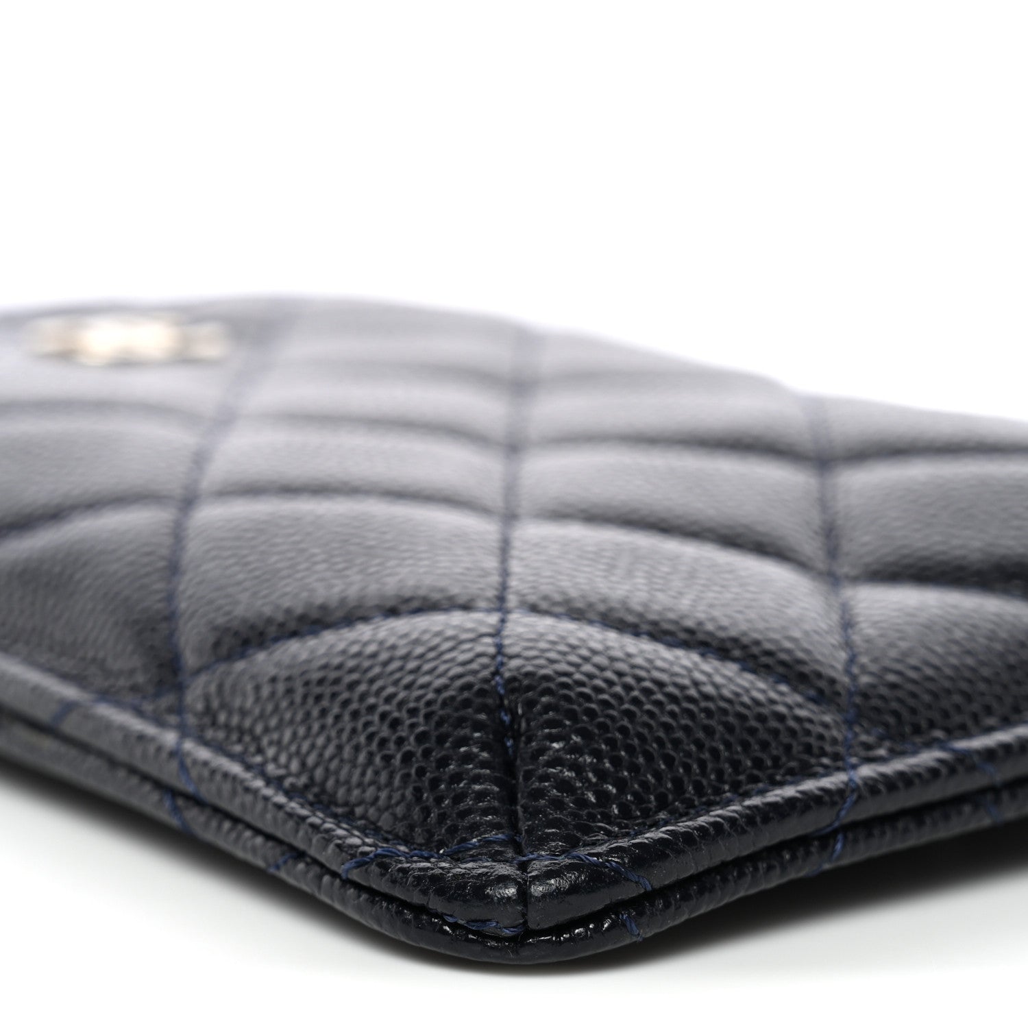 Caviar Quilted Classic Flat Wallet Pouch Navy