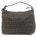 FENDI Zucchino Canvas Leather Hand Bag Brown Black
