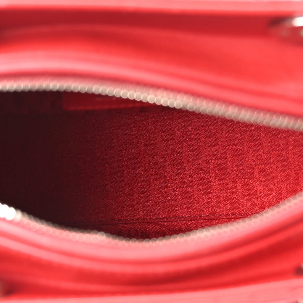 Christian Dior Lambskin Cannage Medium Lady Dior Red