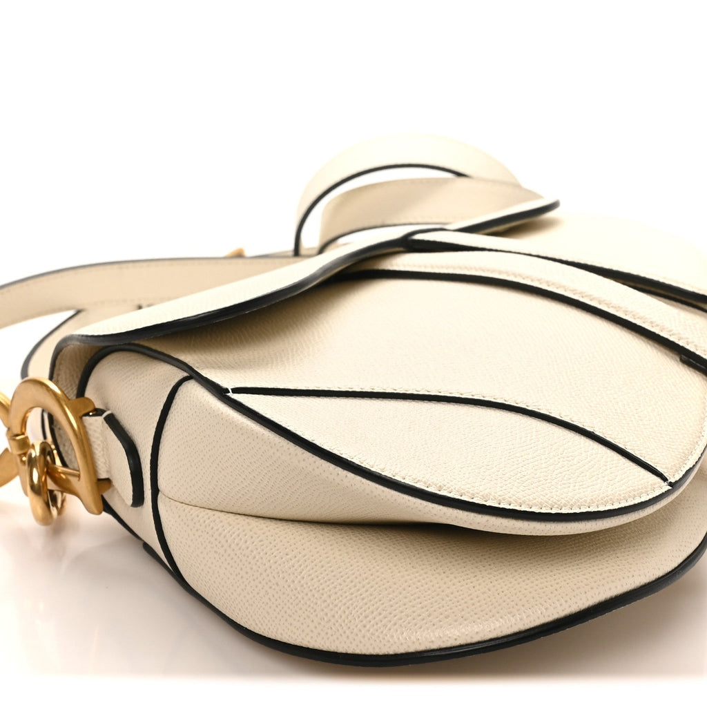 Christian Dior Grained Calfskin Saddle Bag With Strap Latte