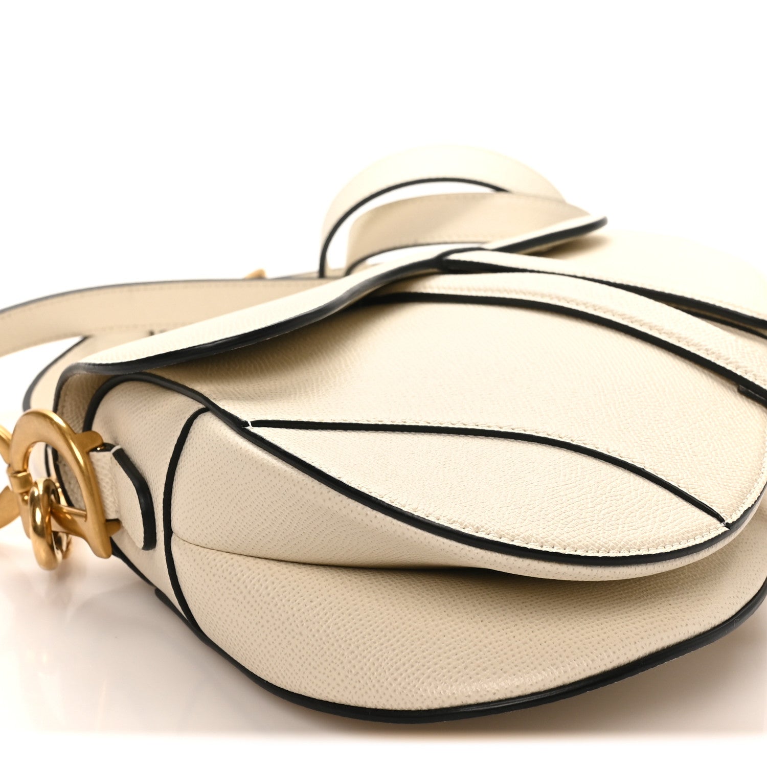 Christian Dior Grained Calfskin Saddle Bag With Strap Latte
