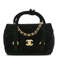 Chanel Velvet Quilted Mini Top Handle Flap Black