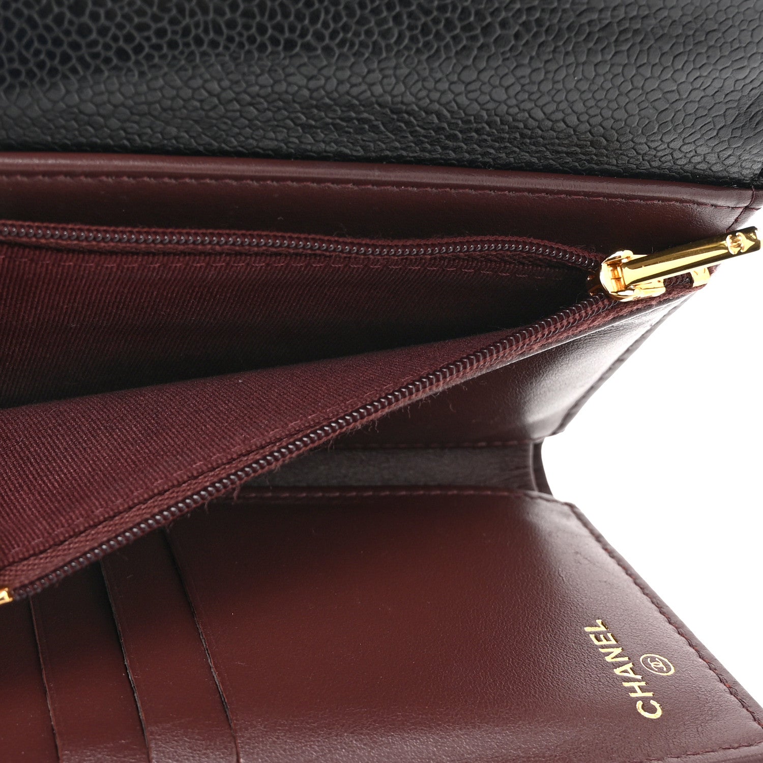 Caviar Quilted Medium Flap Wallet Black
