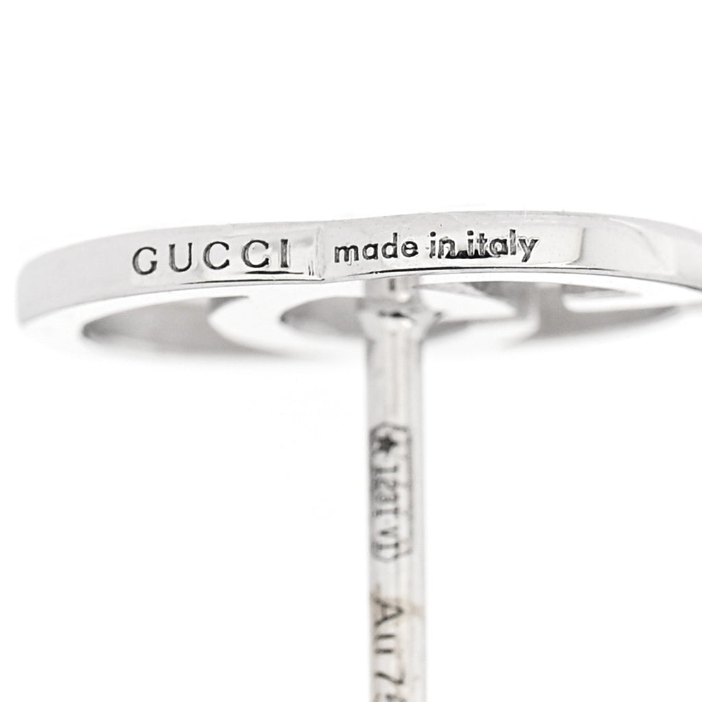 Gucci 18K White Gold Running G Stud Earrings