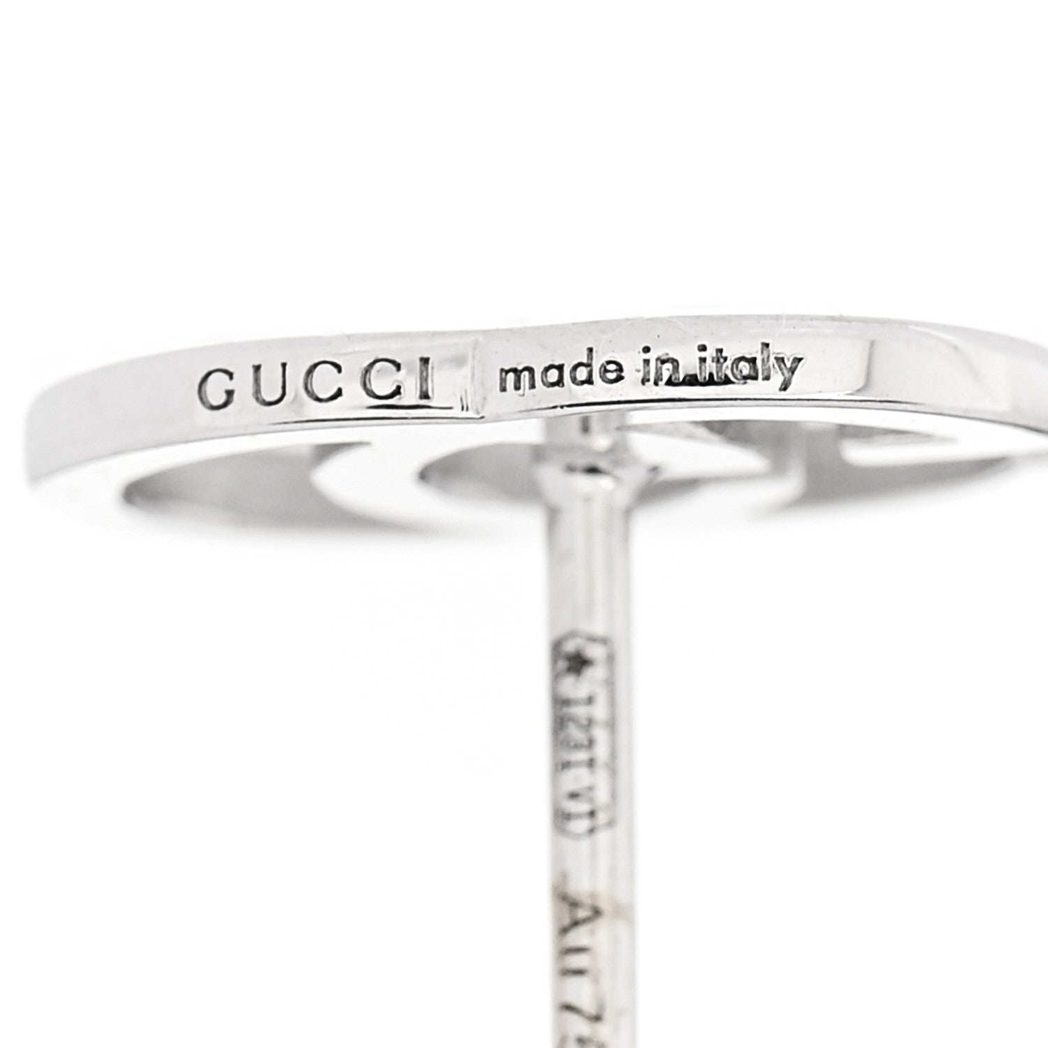Gucci 18K White Gold Running G Stud Earrings