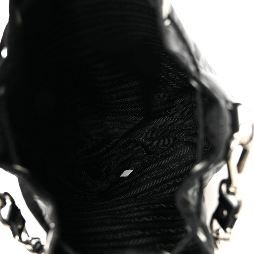 Prada Tessuto Nylon Quilted Drawstring Bucket Bag Black