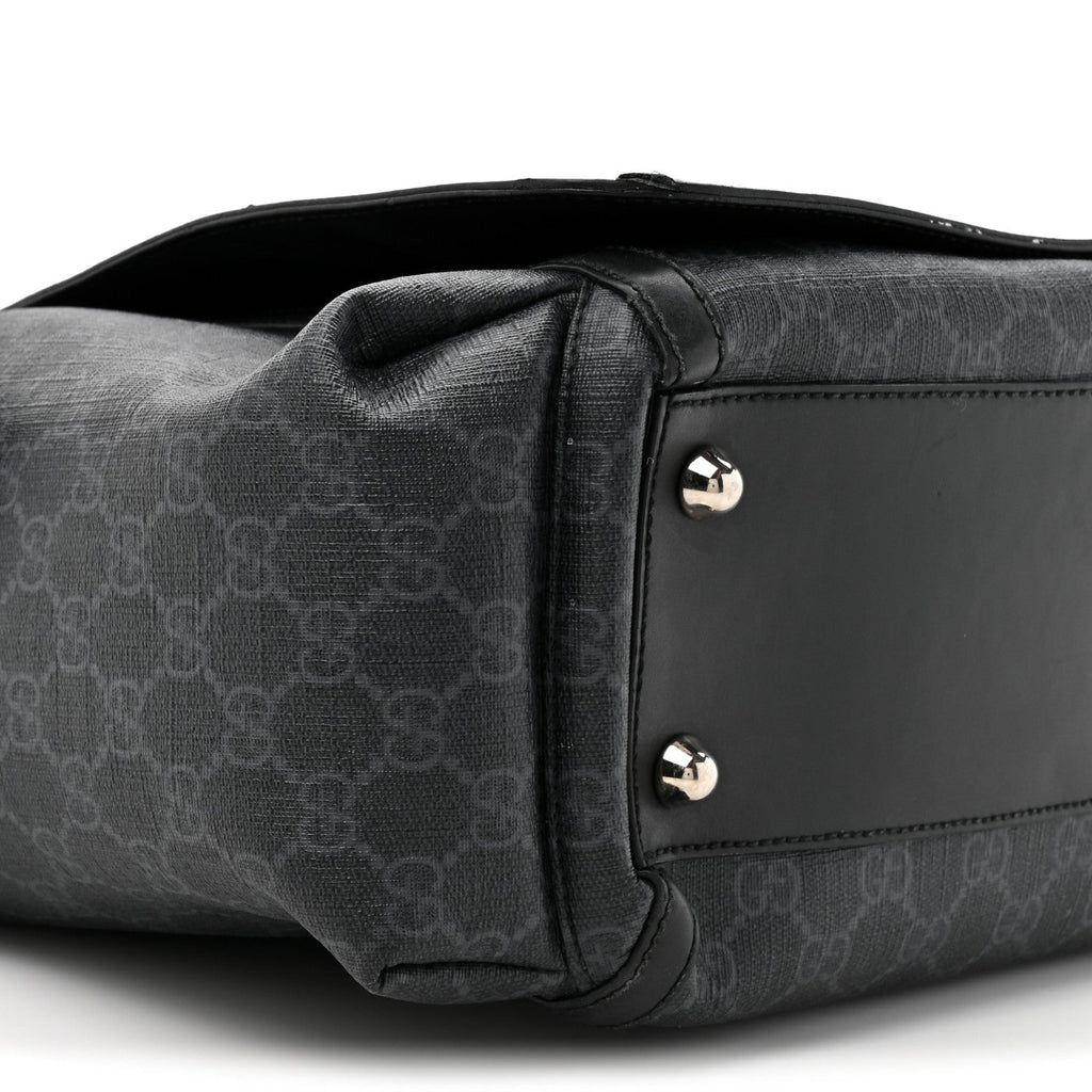 Gucci GG Supreme Monogram Web Messenger Diaper Bag Black Grey