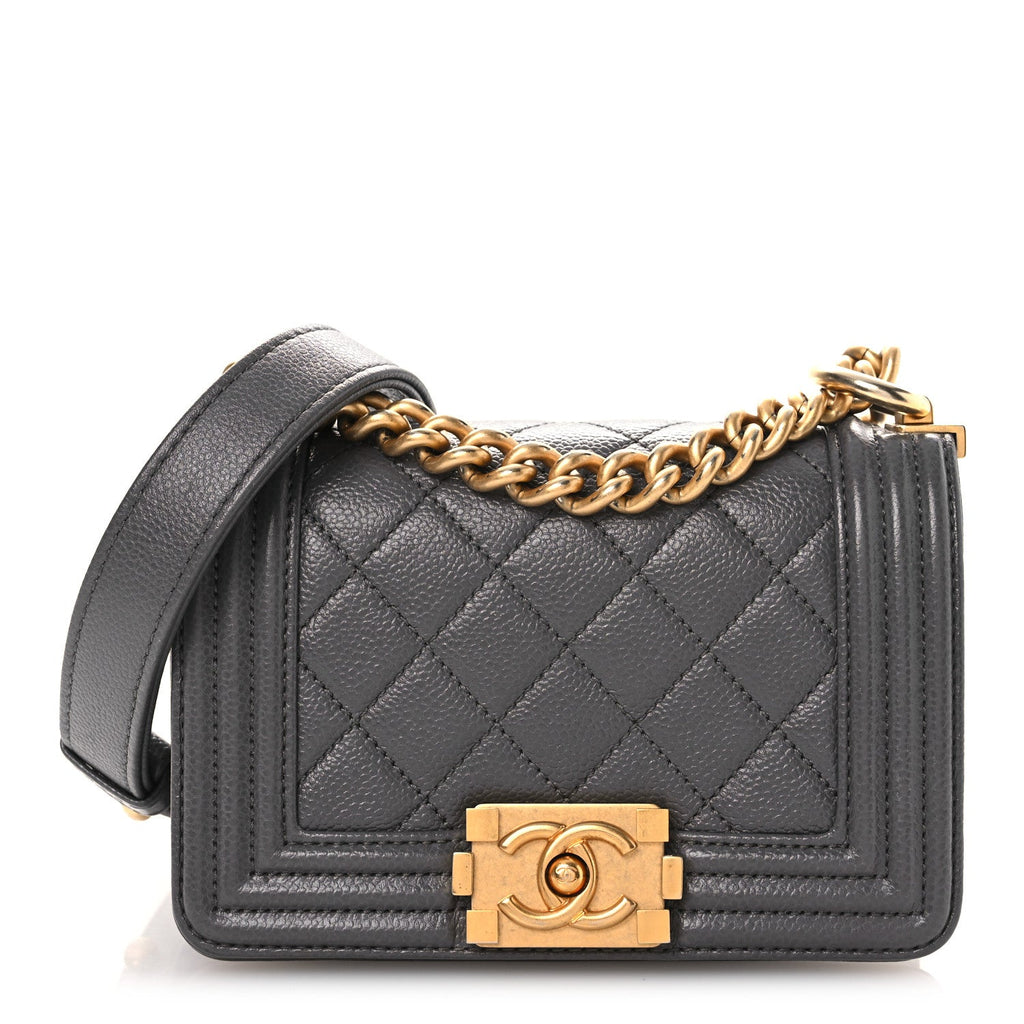 Chanel Caviar Quilted Mini Boy Flap Dark Grey
