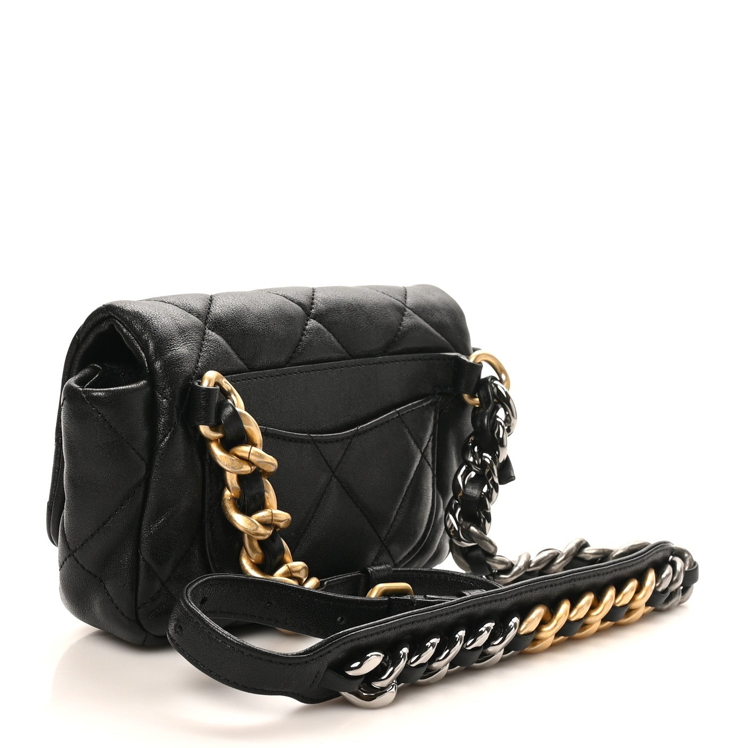 Chanel Goatskin Quilted Chanel 19 Waist Bag Black