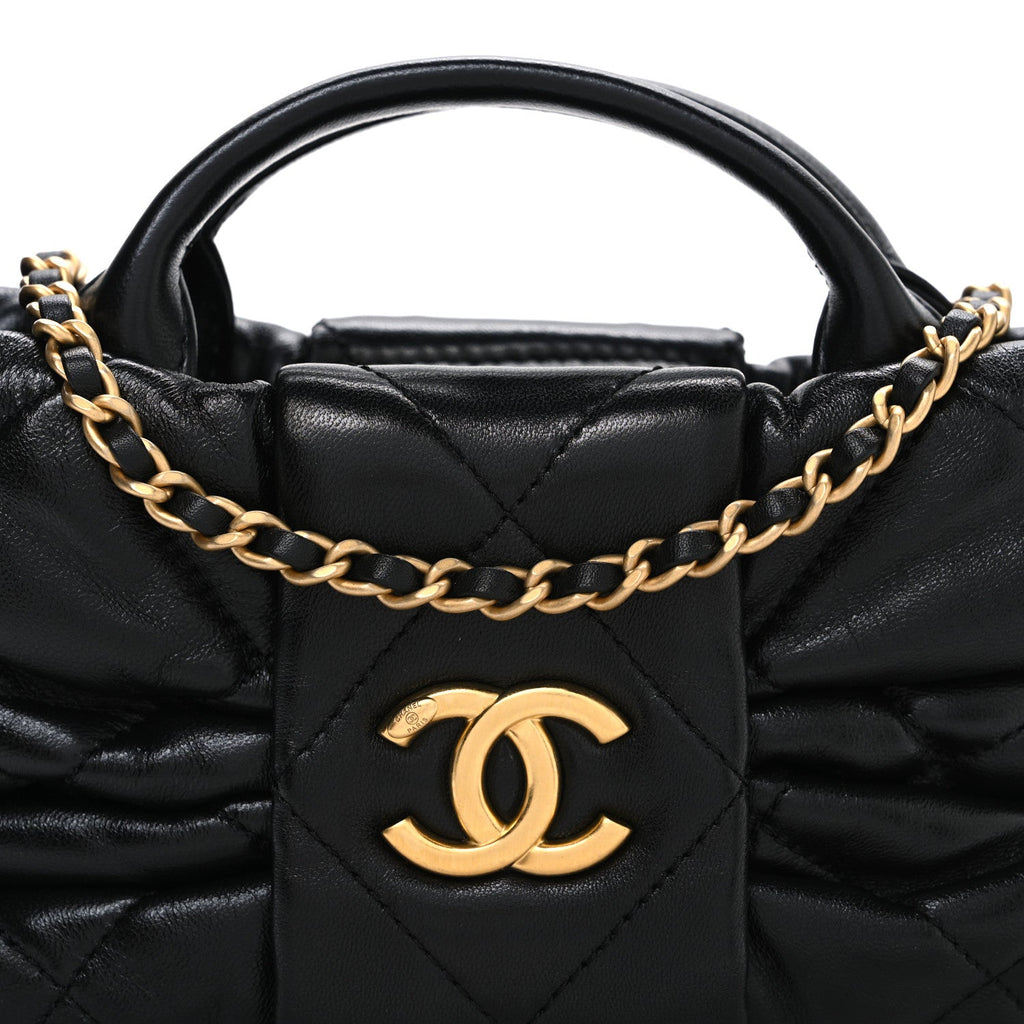 Chanel Lambskin Quilted Mini Bow Bag Black
