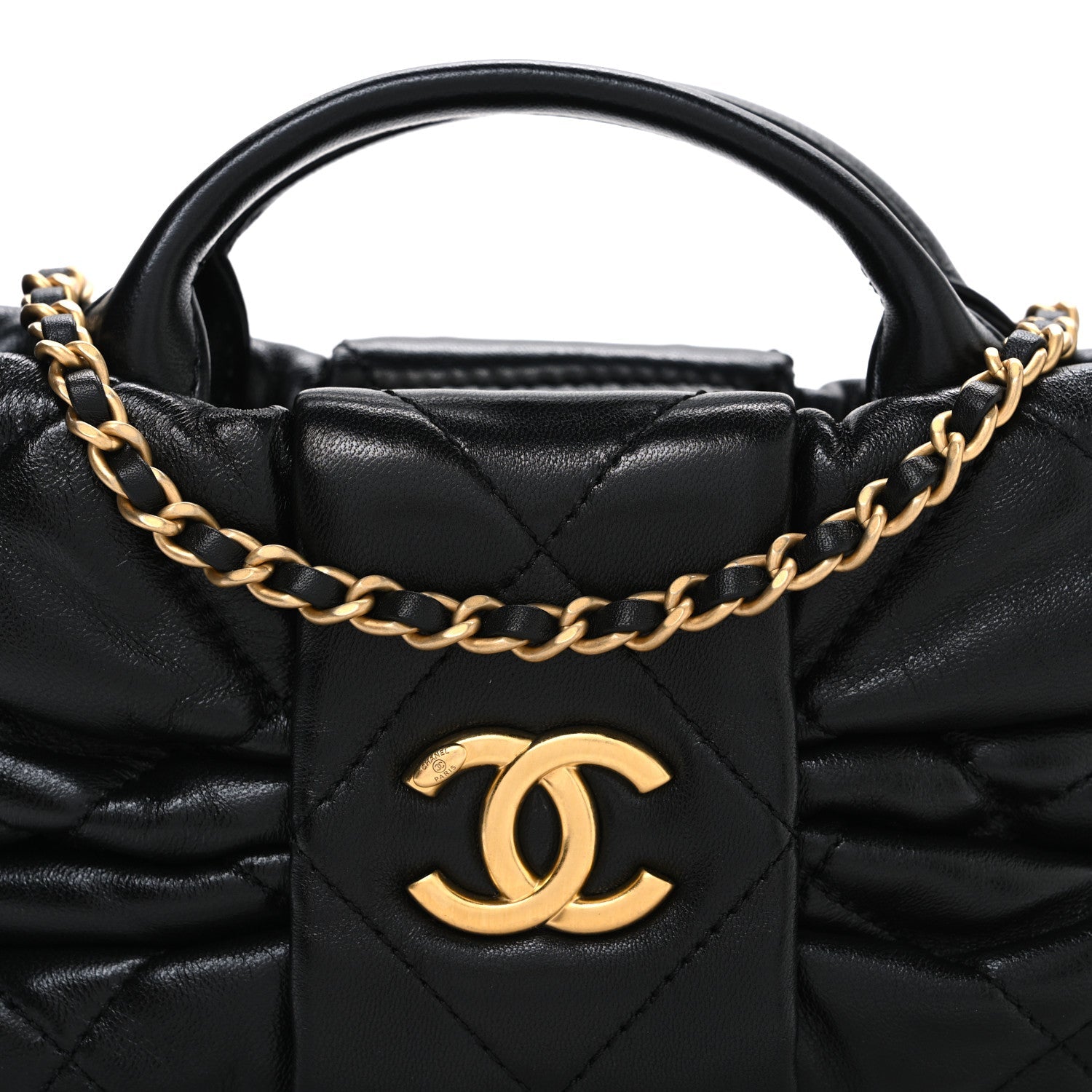 Chanel Lambskin Quilted Mini Bow Bag Black
