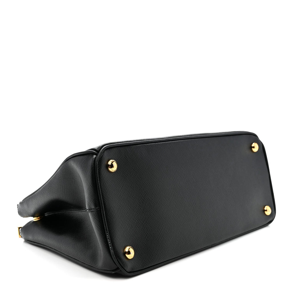 Prada Saffiano Small Galleria Double Zip Tote Black