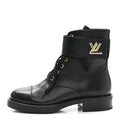 Louis Vuitton Calfskin Wonderland Flat Ranger Boots 37 Black