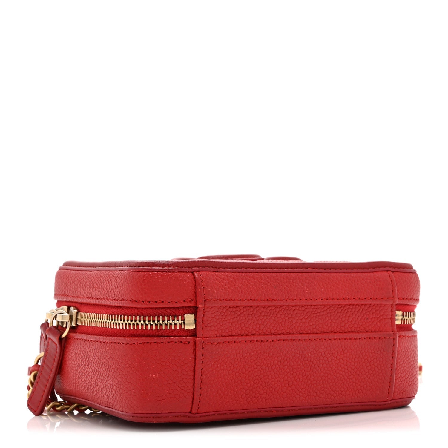 Chanel Caviar Quilted Small CC Filigree Vanity Case Red
