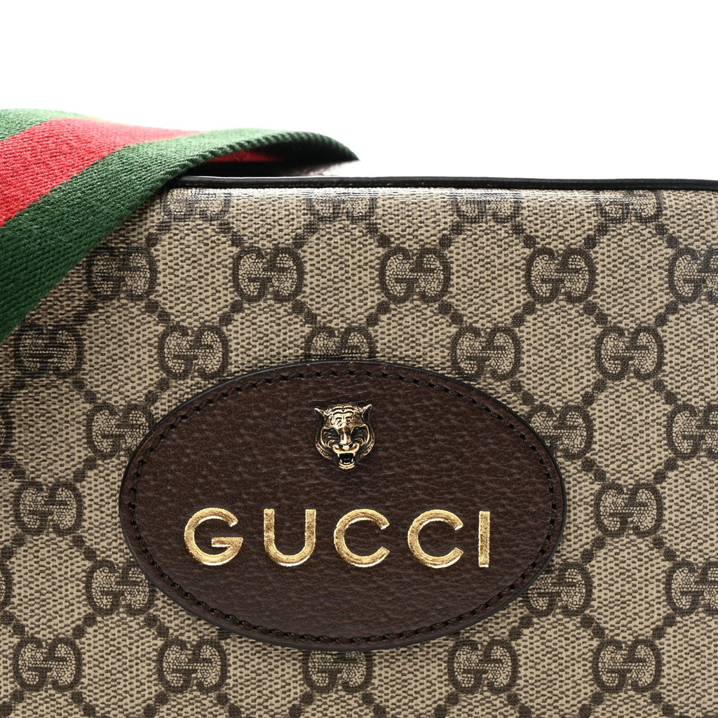 Gucci GG Supreme Monogram Web Neo Vintage Shoulder Bag Beige New Acero Crop
