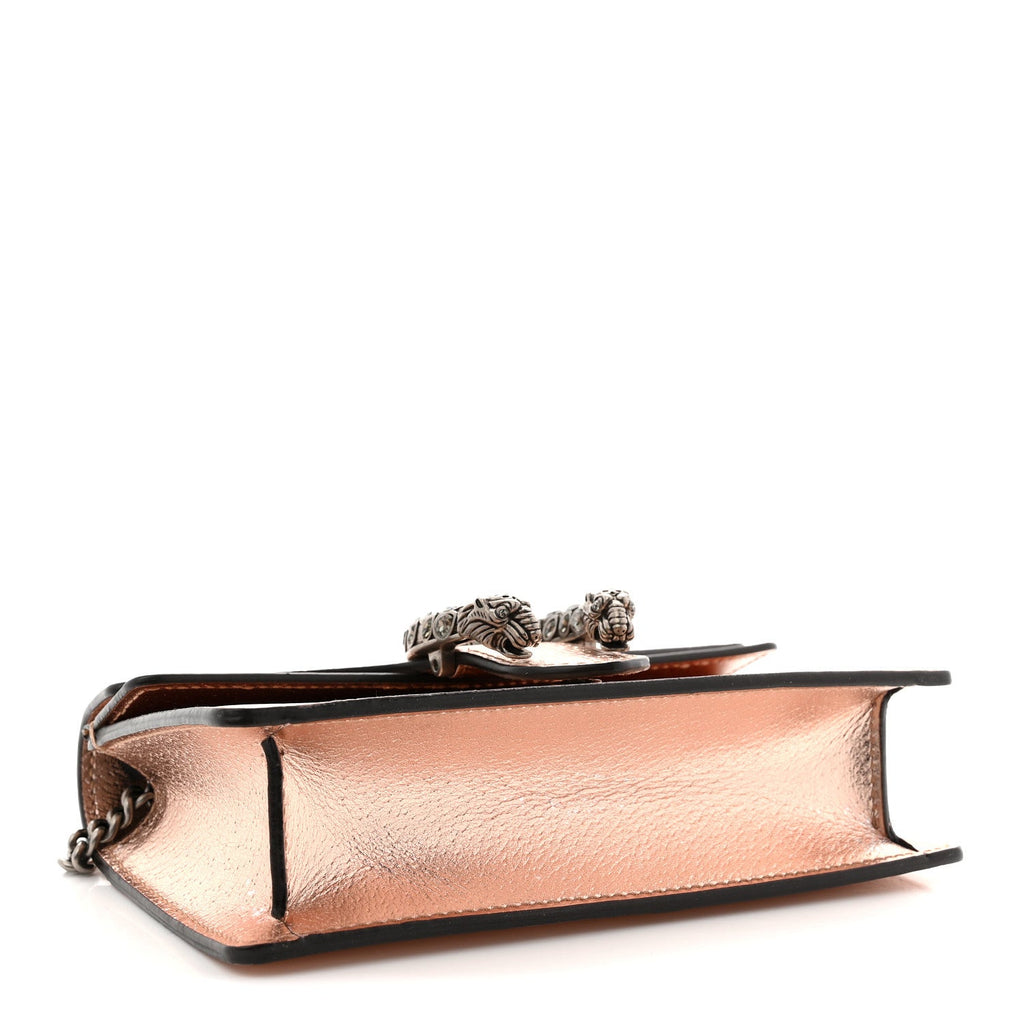 Gucci Metallic Calfskin Super Mini Dionysus Shoulder Bag Rose Gold