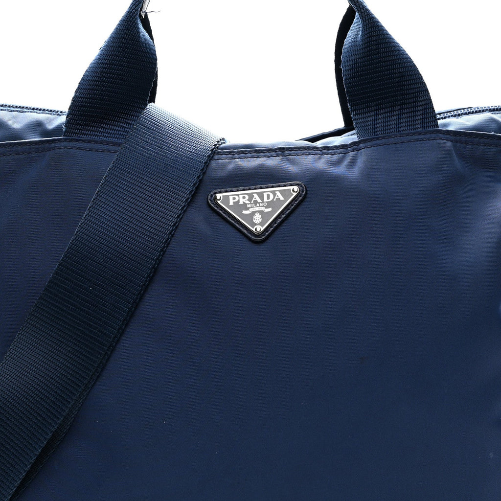 Prada Tessuto Nylon Saffiano Tote Cobalto