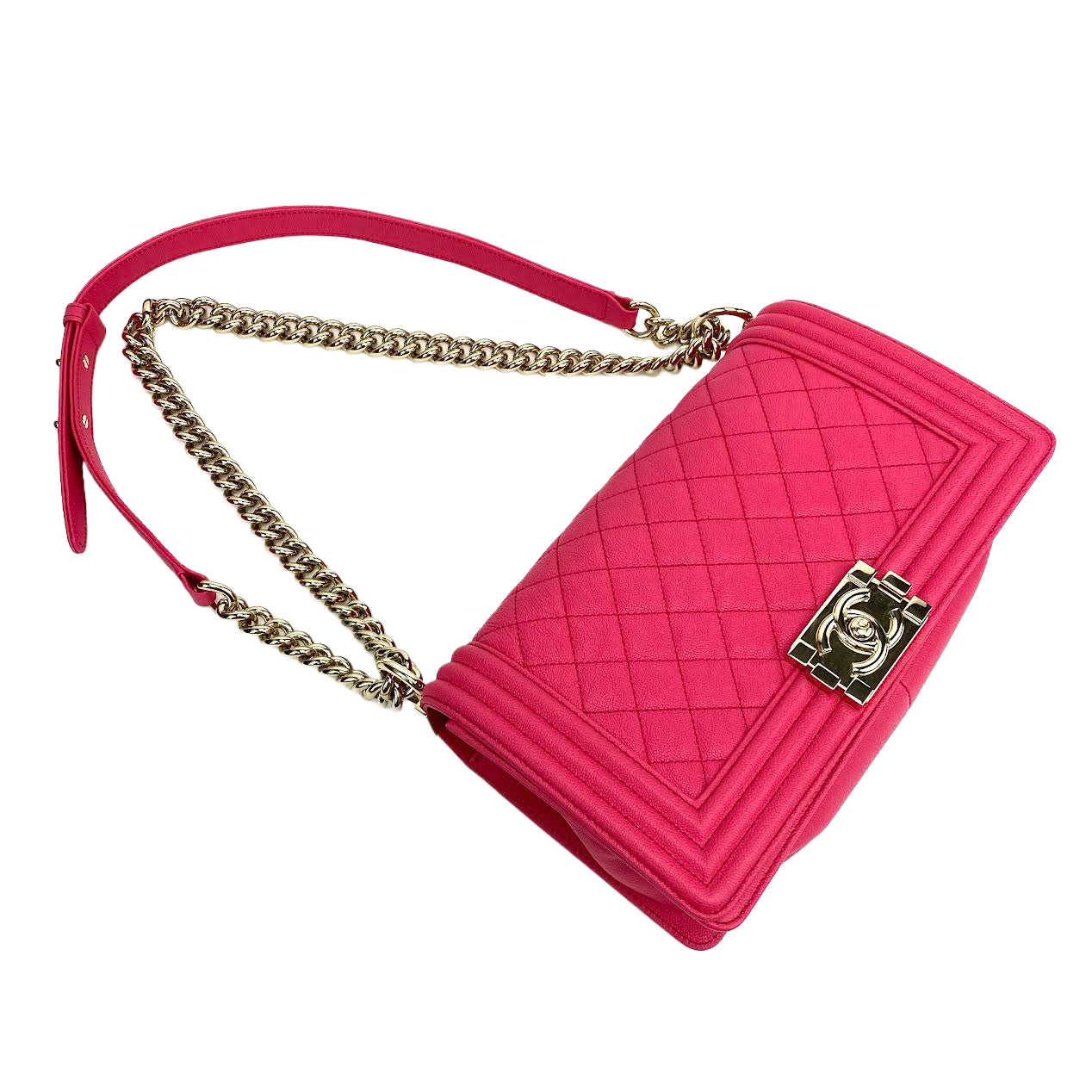 CHANEL Medium Boy Bag Quilted Caviar Pink (Rose)