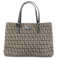 FENDI Zucchino Canvas Leather Hand Bag Beige Brown 8BH132