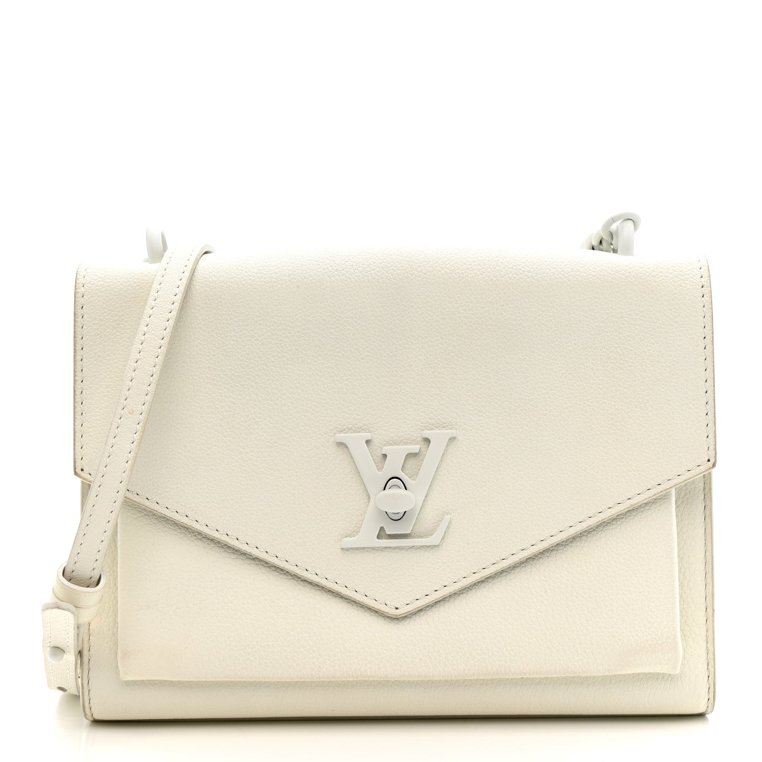 Louis Vuitton Soft Calfskin Mylockme Chain Bag BB White