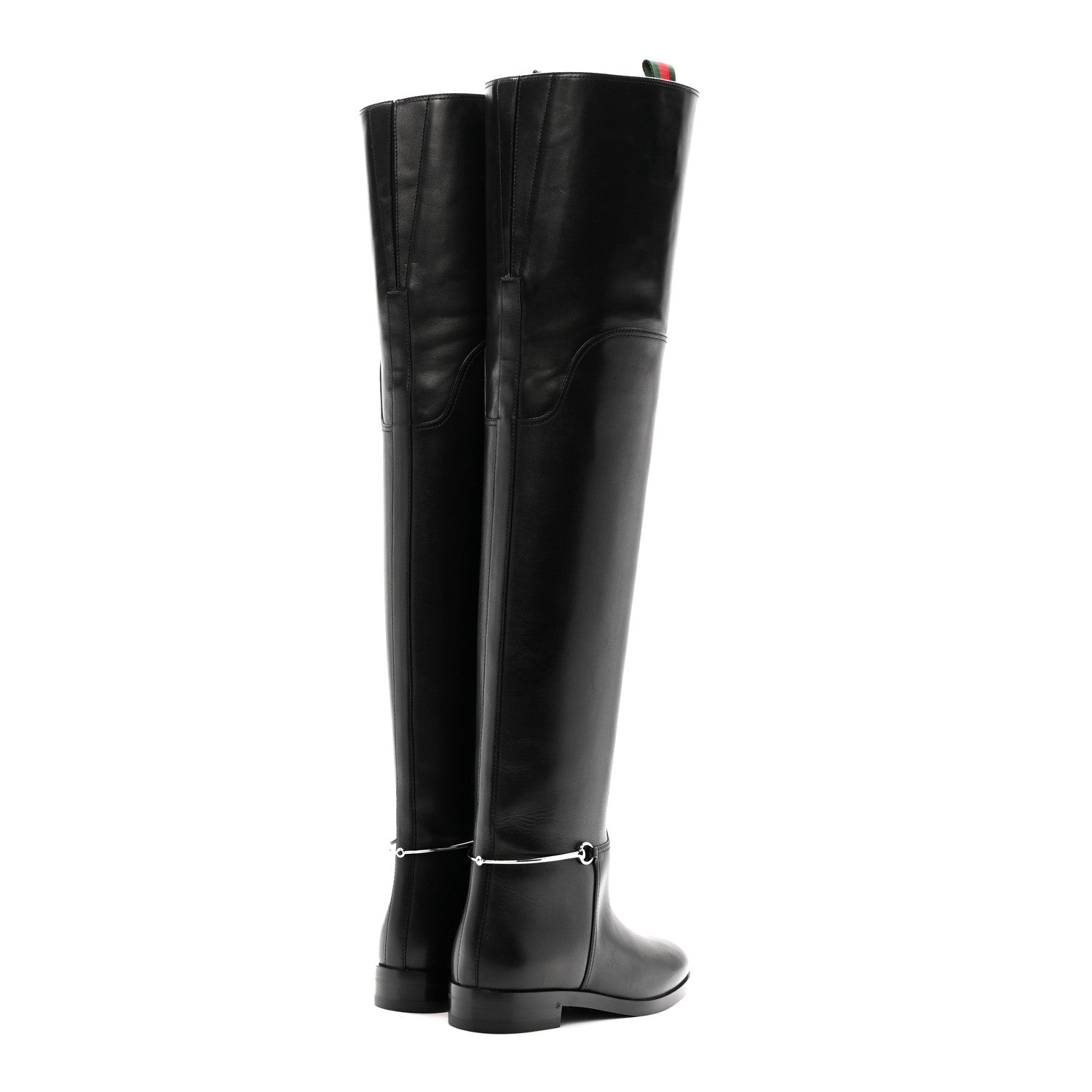 Gucci Calfskin Slim Horsebit Over The Knee High Boots 37 Black