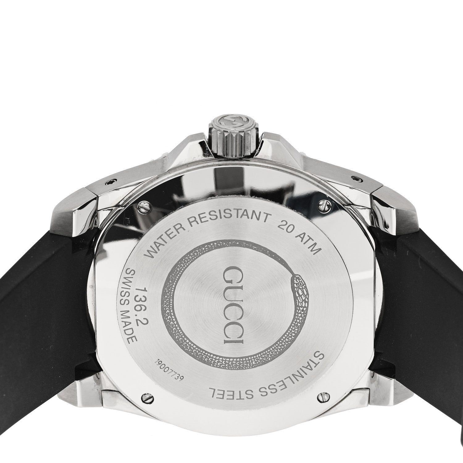 Gucci Stainless Steel Rubber 45mm Dive Quartz Watch Black