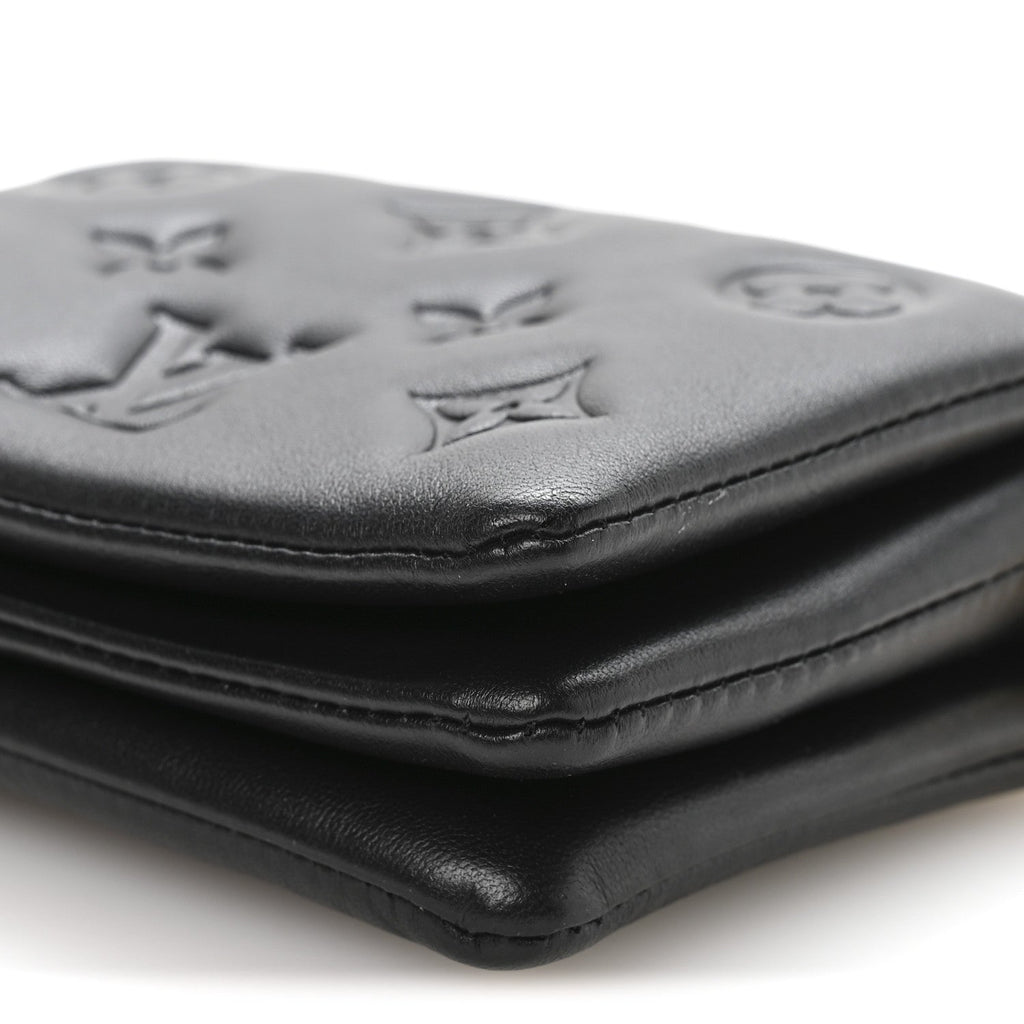 Louis Vuitton Lambskin Embossed Monogram Coussin Belt Bag Black