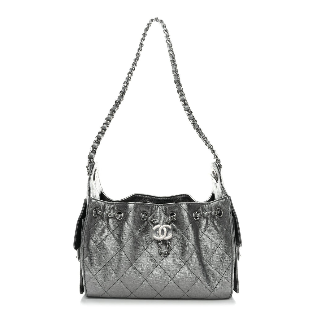 Chanel Metallic Caviar Quilted Mini Chanel 25 Handbag Anthracite