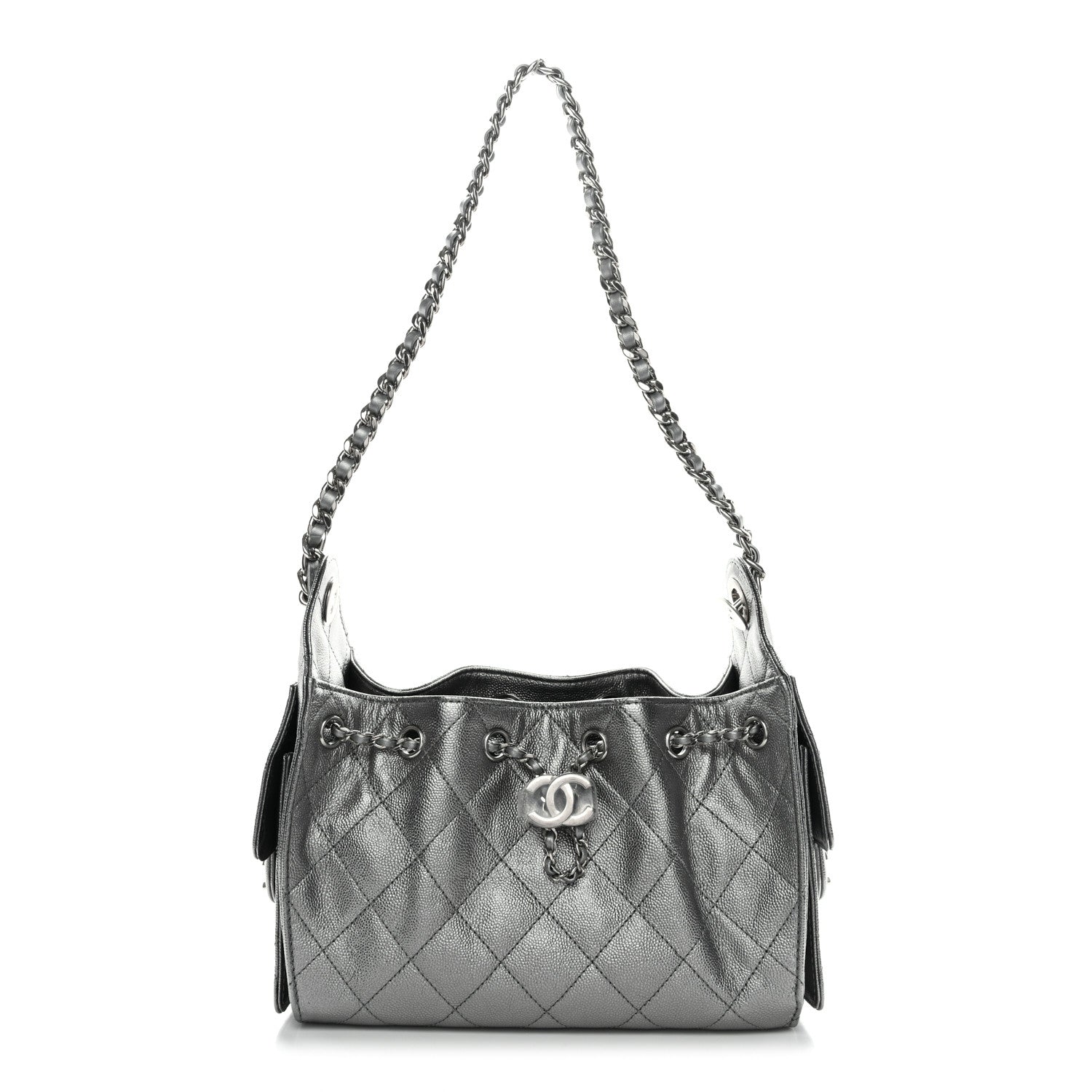 Chanel Metallic Caviar Quilted Mini Chanel 25 Handbag Anthracite