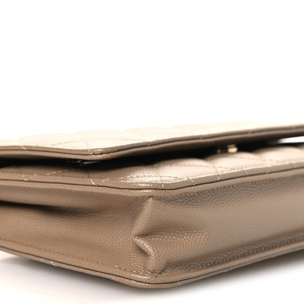 Chanel Caviar Quilted Wallet on Chain WOC Dark Beige