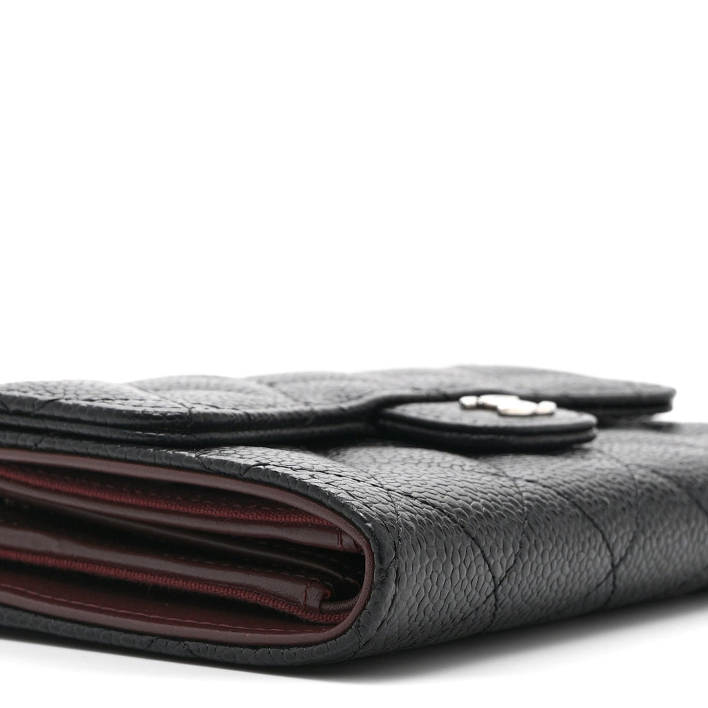 Caviar Quilted Medium Flap Wallet Black