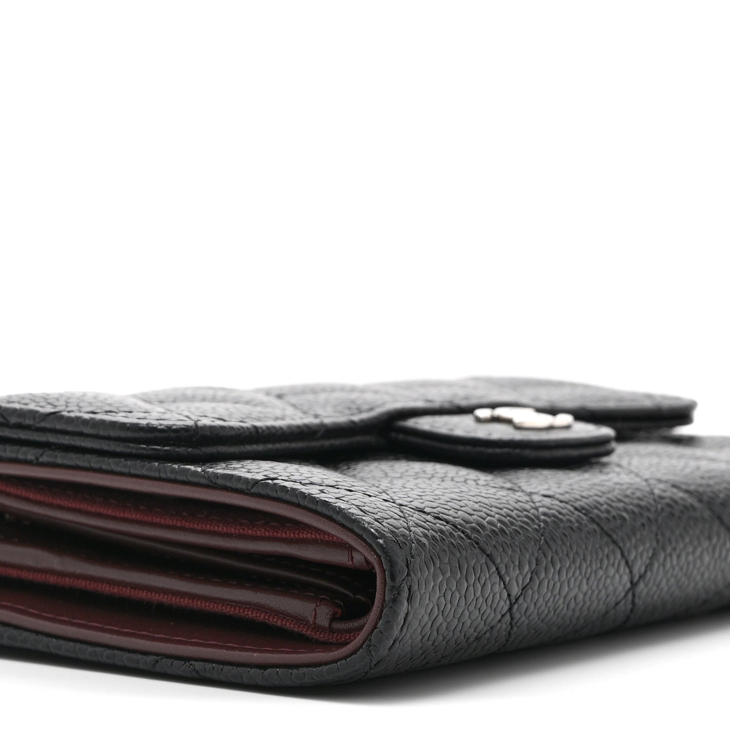 Caviar Quilted Medium Flap Wallet Black