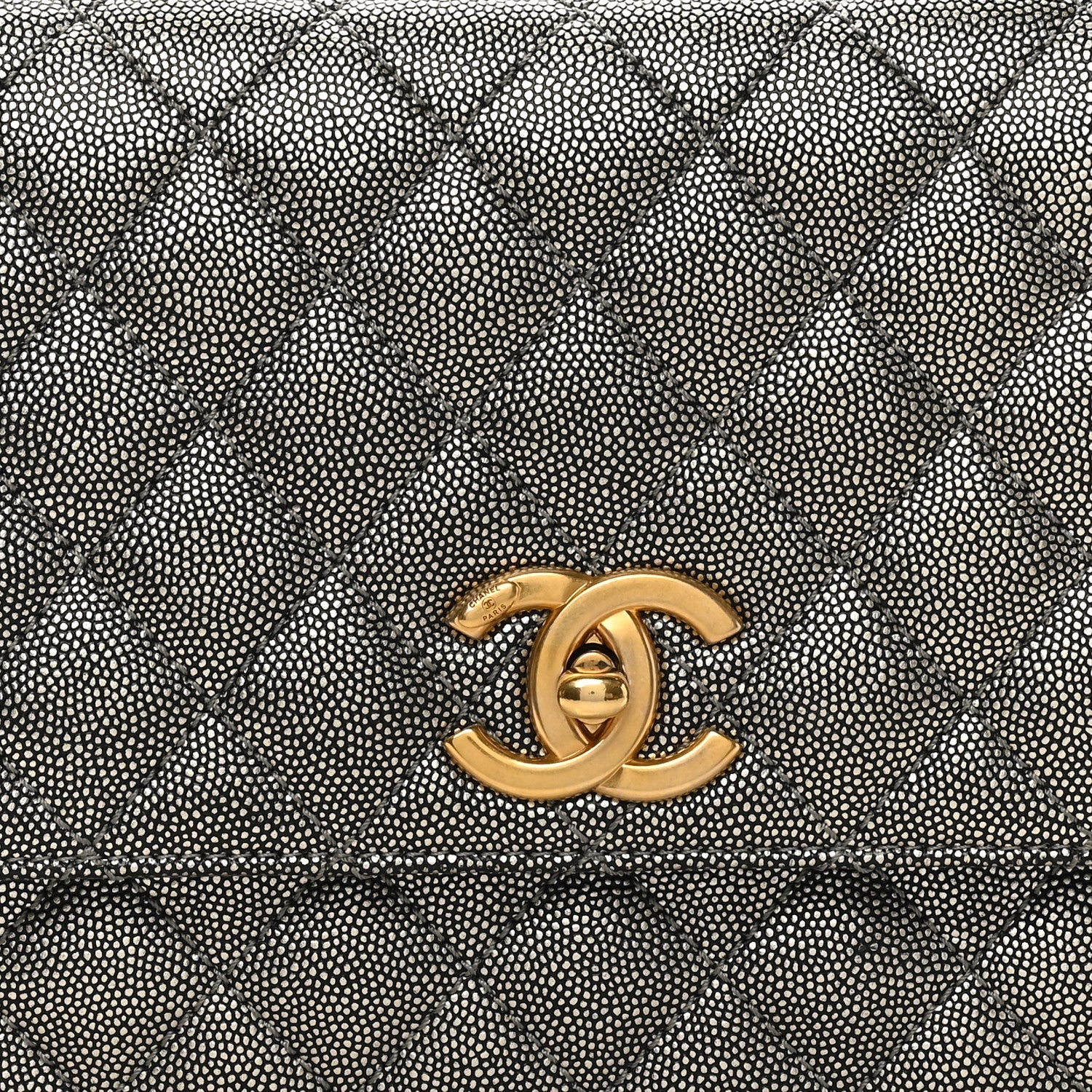 Chanel Metallic Caviar Quilted Small Coco Handle Flap Silver