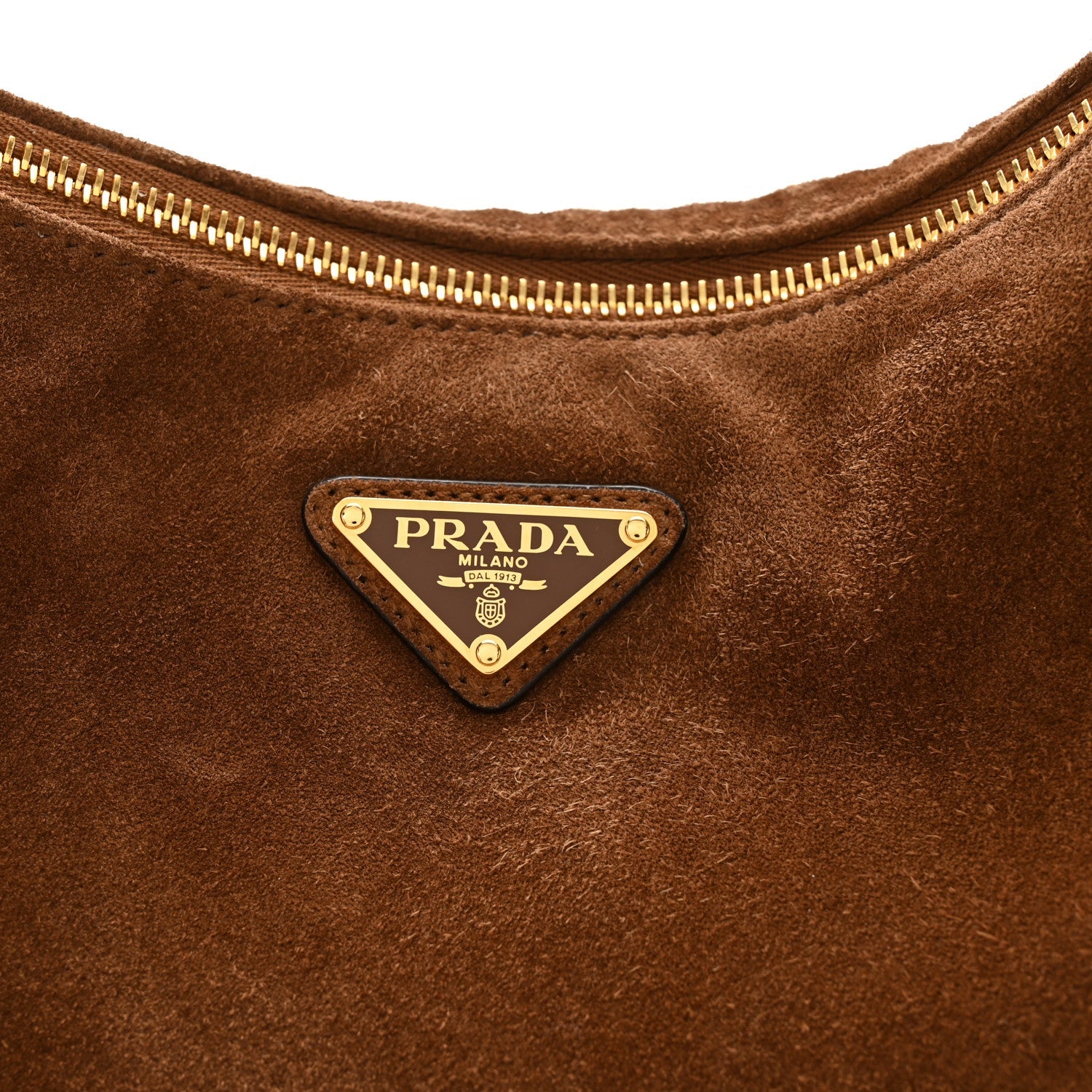 Prada Scamosciato Suede Large Aimee Shoulder Bag Cacao