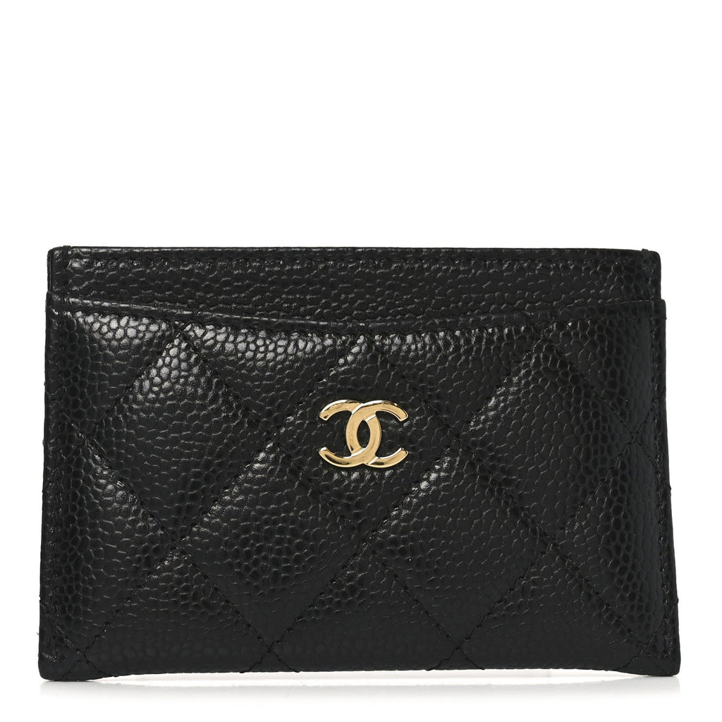Caviar Quilted Card Holder Black