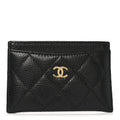 Caviar Quilted Card Holder Black