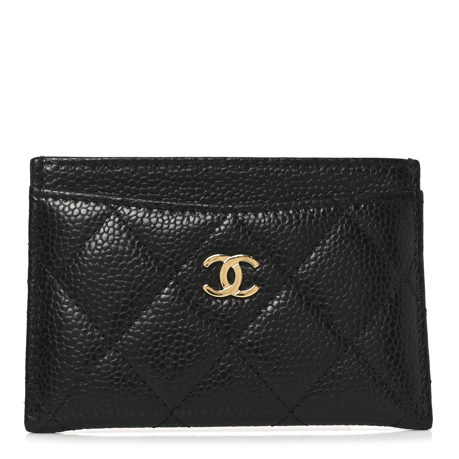 Caviar Quilted Card Holder Black
