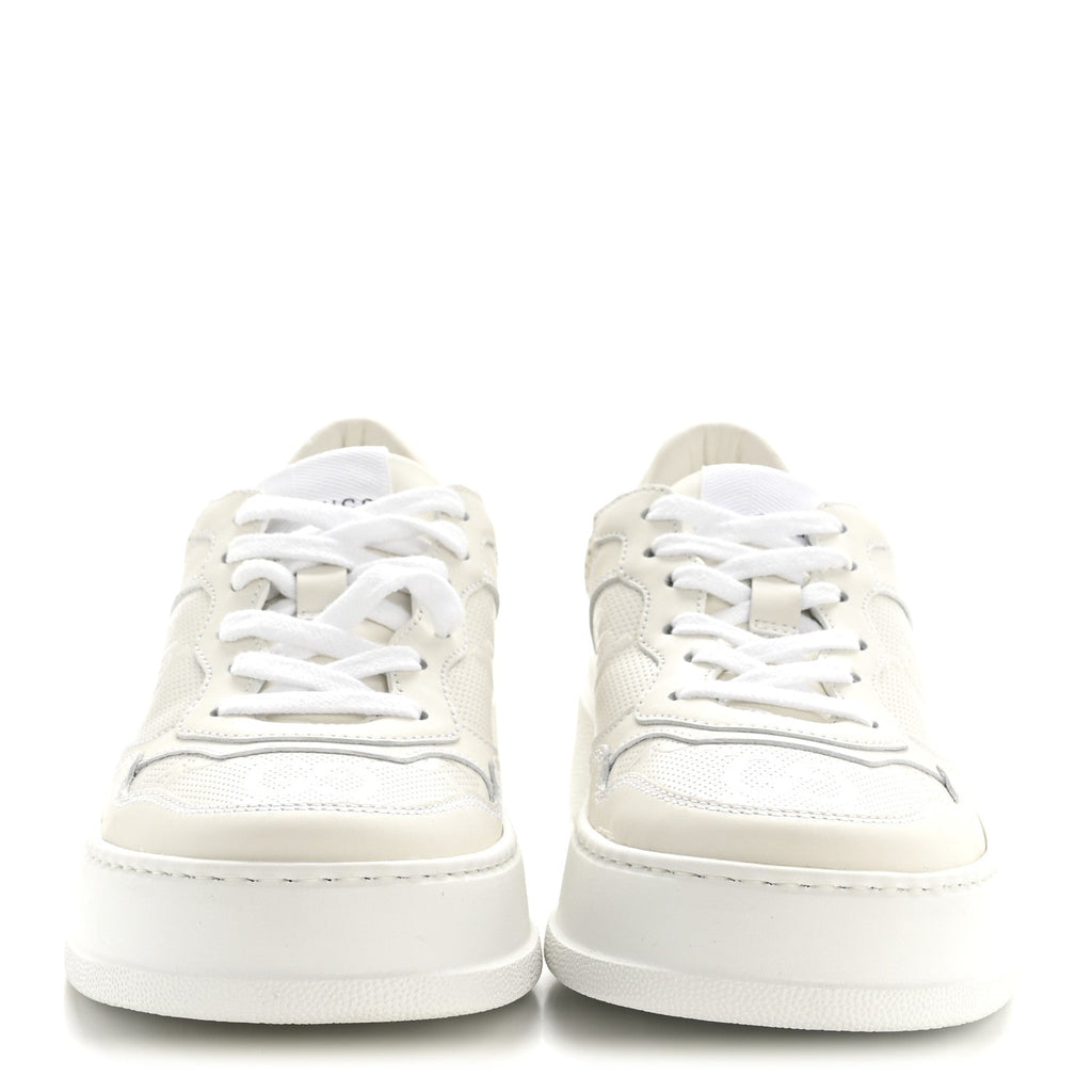 Gucci Calfskin GG Tennis Embossed Perforated Womens Platform 55mm Sneakers 37 Great White